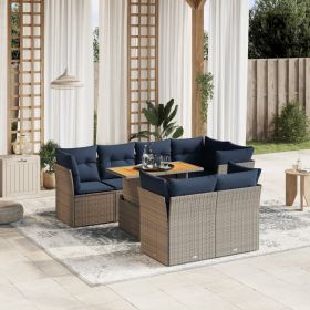 8 Piece Patio Sofa Set with Cushions Gray Poly Rattan