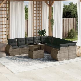 Garden Sofa Set Grey PE rattan Large Water-resistant materials