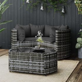 Patio Lounge Set Set of 4 Gray PE rattan Medium Adjustable Feet