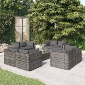 Garden Lounge Set Gray PE Rattan Large Modular