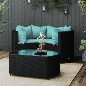Patio Lounge Set Set of 4 Black PE rattan Medium