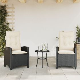 Reclining Garden Chair Set of 2 Black, Cream White