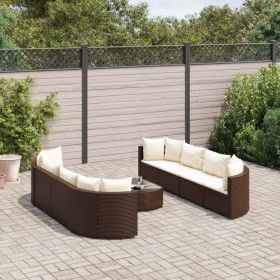 Patio Sofa Set Set of 8 Brown and Cream White