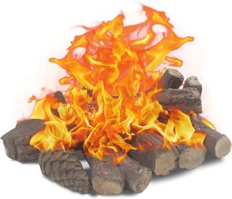 Gas Fireplace Logs,10pcs Small Artificial Fireplace Logs, Ventless Gas Logs for Fireplace Natural Gas,Vented,Propane,Electric,Ethanol,Gel Fire Pi