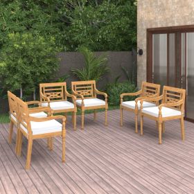 Garden Chair Set of 6 Teak Solid Teak Wood Standard Durable