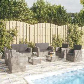 Garden Lounge Set Poly rattan color: Grey, Cushion color: Dark grey