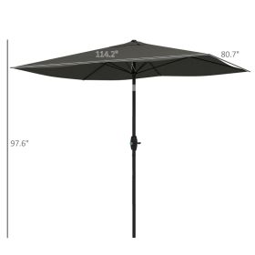 6.5' X 10' Rectangular Outdoor Patio Table Market Umbrella With Crank And Push Button Tilt, Dark Gray (Option: Dark Gray)